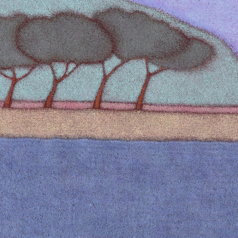 Guido Morelli, 'Spiaggia libera con pineta' (part.), olio su tela, cm 60 x 120