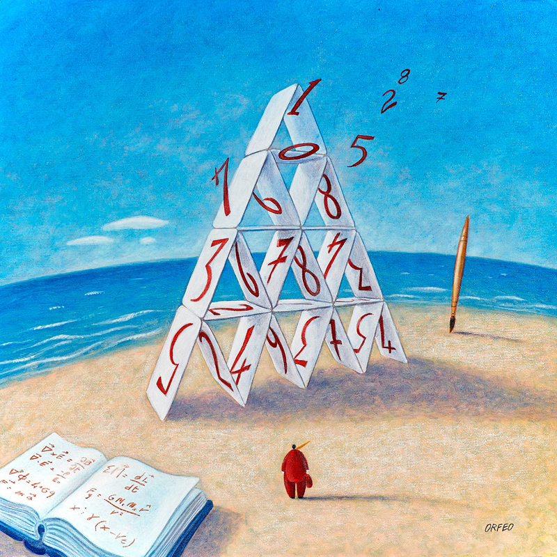 Armando Orfeo, Il pensiero matematico, acrilico e olio su tela, cm 50 x 50